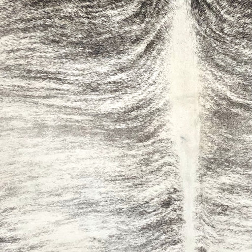 Closeup of this Large Brazilian Brindle Cowhide, showing  ivory with black and gray, brindle markings (BRBR1587)