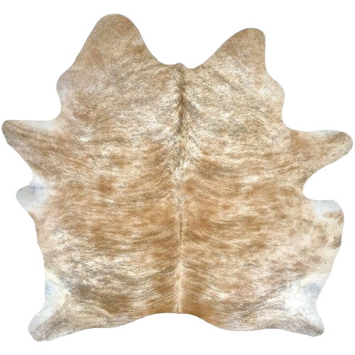 Lt Reddish Brown, Ivory, Gray Brazilian Brindle Cowhide: light reddish brown and ivory with gray, brindle markings - 6'10" x 5'10" (BRBR1588)