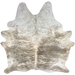 Large White, Lt Beige, Dk Gray Brazilian Brindle Cowhide: white and light beige with dark gray, brindle markings - 7'7" x 6'4" (BRBR1589)