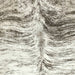 Closeup of this extra-large Brazilian Brindle Cowhide, showing white with black, brindle markings (BRBR1593)
