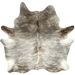Large Gray, White, Brown Brazilian Brindle Cowhide: gray with white brindle markings, dark gray on the shoulder, and a splash of dark brown along the spine, and on the fore shanks and butt - 7'8" x 7' (BRBR1594)