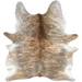 Reddish Brown, White, Gray Brazilian Brindle Cowhide: reddish brown and white with gray, brindle markings - 7'4" x 5'11"(BRBR1596)