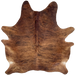 Brown and Black Brazilian Brindle Cowhide: brown with black, brindle markings, and one brand mark on the left side of the butt-  7'5" x 6' (BRBR1630)