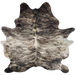 Dark Brown and White Brazilian Brindle Cowhide: white with dark brown and blackish brown, brindle markings - 7'4" x 6'1" (BRBR1633)