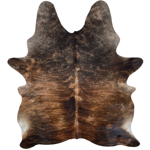 Reddish Brown, Tan, and Blackish Brown Brazilian Brindle Cowhide: tan with reddish brown and blackish brown, brindle markings - 7'1" x 5'6" (BRBR1634)