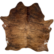 Brown and Black Brazilian Brindle Cowhide: brown with black and brown, brindle markings - 6'11" x 5'9" (BRBR1639)