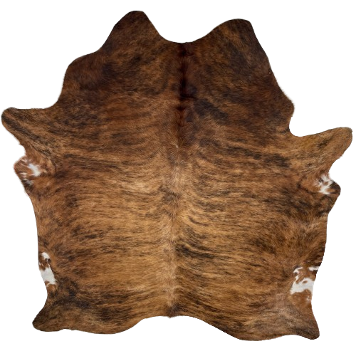 Brown and Black Brazilian Brindle Cowhide: brown with black and brown, brindle markings - 6'11" x 5'9" (BRBR1639)