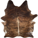 Brown and Black Brazilian Brindle Cowhide: brown with black, brindle markings, and white down the spine - 7'3' x 5'7" (BRBR1641)