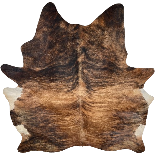 Large Tan, Reddish Brown, Black Brazilian Brindle Cowhide: tan with reddish brown and black, brindle markings - 7'9" x 6'4" (BRBR1646)