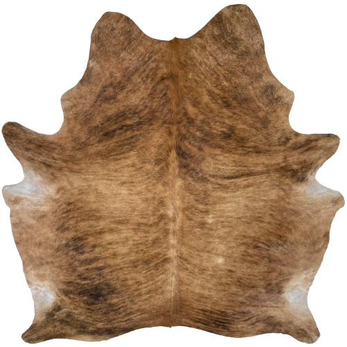 Large Brown and Black Brazilian Brindle Cowhide: light brown with black and darker brown, brindle markings - 7'8" x 6'3" (BRBR1647)