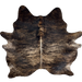 Large Lt Tan, Brown, Black Brazilian Brindle Cowhide: light tan and brown with black, brindle markings, and white down the spine - 7'10" x 6'9" (BRBR1649)