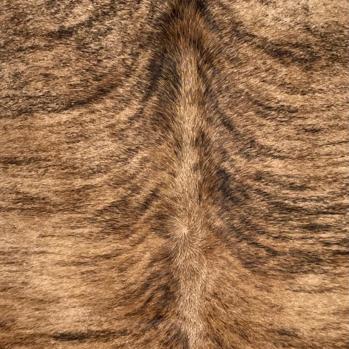 Closeup of this Brazilian Brindle Cowhide, showing brown with black, brindle markings (BRBR1651)