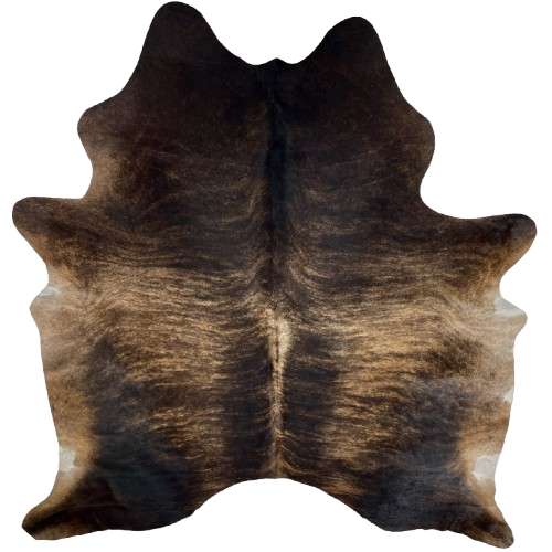 Large Dark Brown and Lt Brown Brazilian Brindle Cowhide: light brown with dark brown, brindle markings - 7'6" x 6' (BRBR1654)