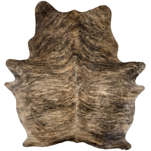 Large Lt Tan, Brown, Black Brazilian Brindle Cowhide: light tan and brown, with black, brindle markings - 7'6" x 6' (BRBR1658)