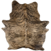 Large Lt Tan, Brown, Black Brazilian Brindle Cowhide: light tan and brown, with black, brindle markings - 7'6" x 6' (BRBR1658)