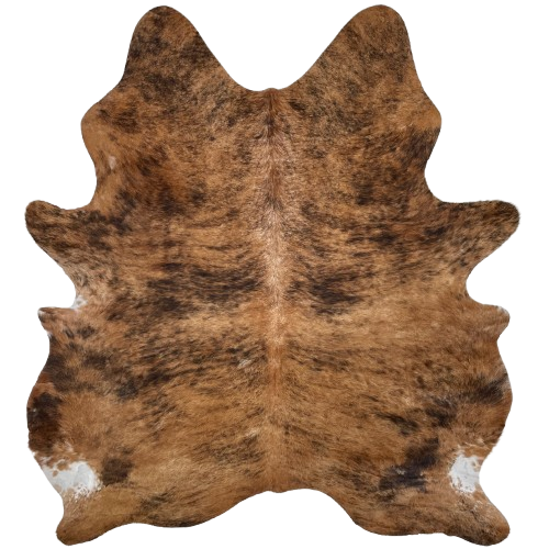 Brown and Black Brazilian Brindle Cowhide: brown with black, brindle markings - 6'11" x 6' (BRBR1659)
