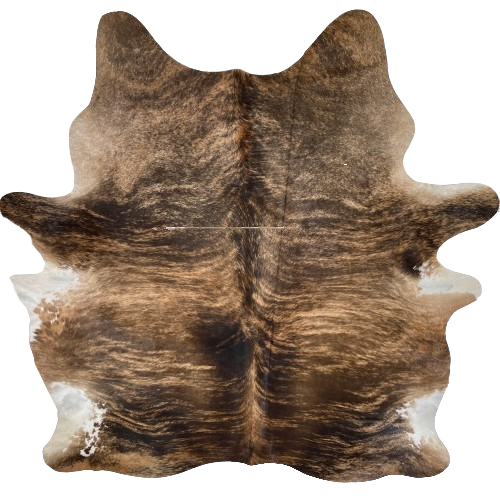 Large Two Tone Brown Brazilian Brindle Cowhide: light brown with dark brown, brindle markings - 7'6" x 6'2" (BRBR1660)