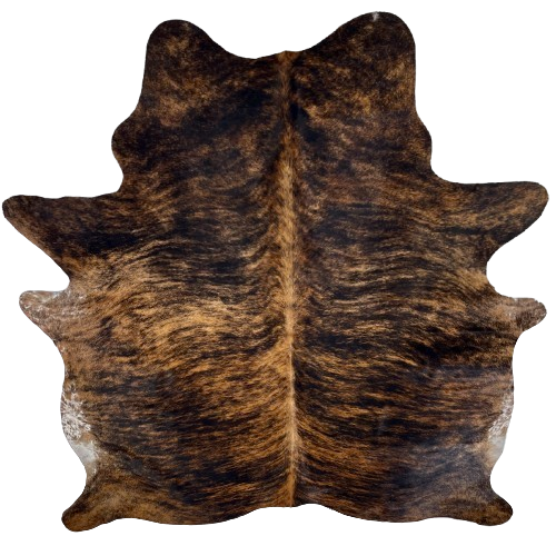 Black and Brown Brazilian Brindle Cowhide: black with brown, brindle markings - 7'1" x 6' (BRBR1663)