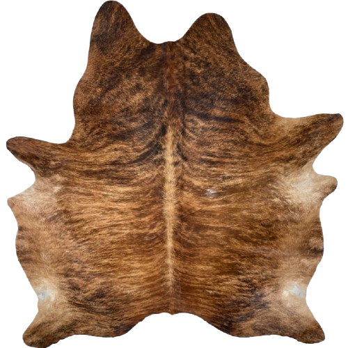 Large Reddish Brown, Lt Brown, Black Brazilian Brindle Cowhide: light brown with reddish brown and black, brindle markings, and light brown down the spine - 7'7" x 6'3" (BRBR1668)