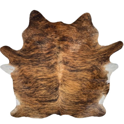 Brown and Black Brazilian Brindle Cowhide: brown with black, brindle markings - 7'2" x 6'1" (BRBR1670)