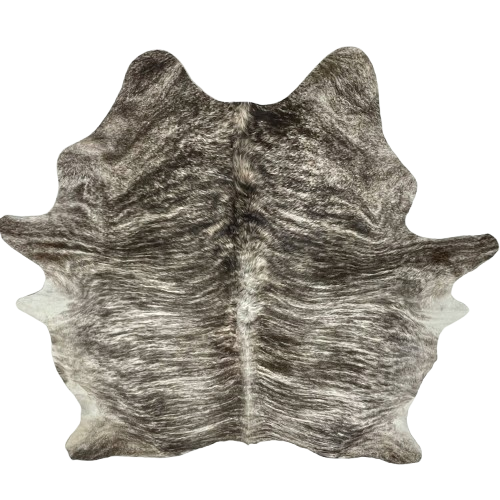 XL Black and White Brazilian Brindle Cowhide: white with black, brindle markings - 8'2" x 7' (BRBR1673)