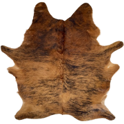Reddish Brown and Black Brindle Cowhide: has long hair that is reddish brown with black, brindle markings - 7'2" x 5'7" (BRBR1686)