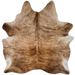 Reddish Brown, Lt Tan, Black Brazilian Brindle Cowhide: light tan with reddish brown and black, brindle markings - 7' x 5'10" (BRBR1690)
