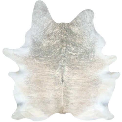 XXL Lt Beige, White, Gray Brazilian Brindle Cowhide: has a mix of light beige and white with gray, brindle markings - 8'7" x 6'2" (BRBR1695)