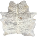 Ivory and Gray Brazilian Brindle Cowhide: ivory with gray, brindle markings, and one brown spot on the right side of the back - 6'9" x 5'9" (BRBR1698)