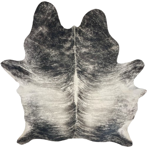 XL White, Gray, Black Brazilian Brindle Cowhide: white with gray and black, brindle markings - 8' x 5'11" (BRBR1699)