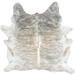 White, Lt Brown, Gray Brazilian Brindle Cowhide: has a mix of white and light brown with gray, brindle markings, and white, longer hair down the spine - 6'11" x 5'7" (BRBR1700)