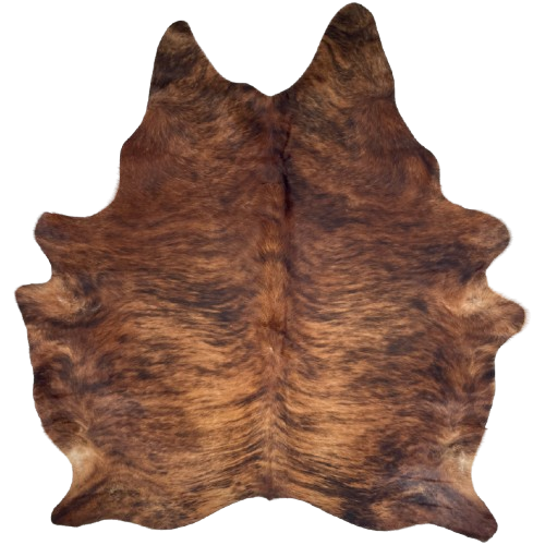 Reddish Brown and Black Brazilian Brindle Cowhide: reddish brown with black, brindle markings - 7'3" x 5'10" (BRBR1703)