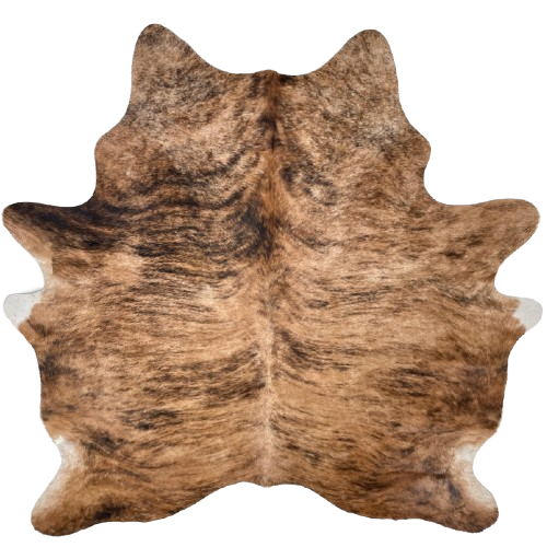 Brown and Black Brazilian Brindle Cowhide: brown with black, brindle markings - 6'8" x 5'8" (BRBR1705)