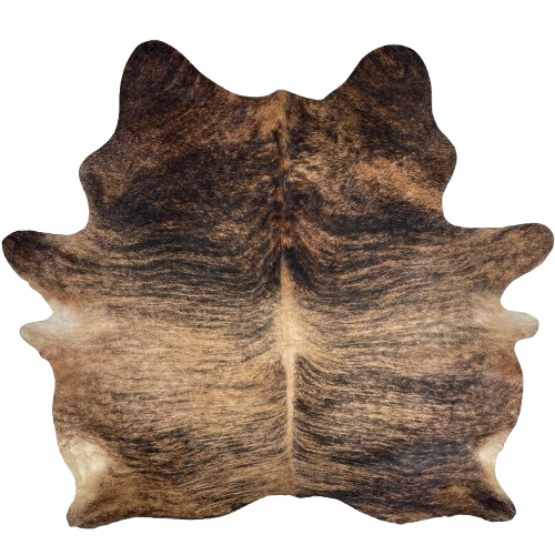 XL Tan, Black, Brown Brazilian Brindle Cowhide: tan and brown with black, brindle markings - 8'2" x 6'9" (BRBR1708)