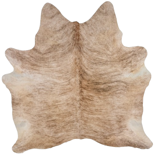  Ivory, Lt Brown, Black Brazilian Brindle Cowhide: ivory with light brown and black, brindle markings  - 7'1" x 5'10"   (BRBR1761)