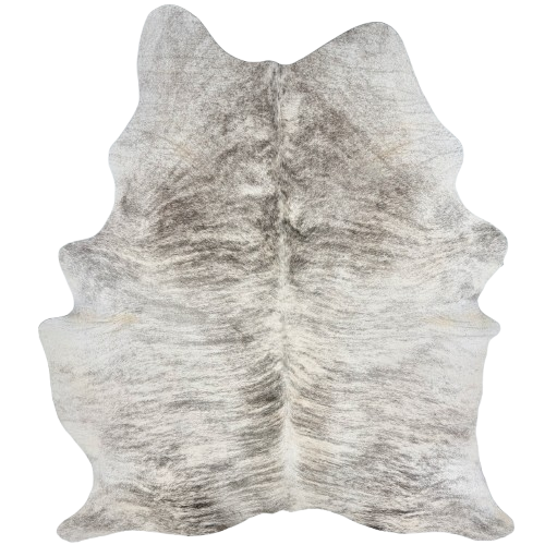 White and Gray Brazilian Brindle Cowhide: white with gray, brindle markings - 7'5" x 5'6" (BRBR1774)