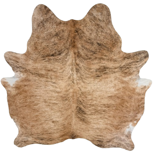 Brown and Black Brazilian Brindle Cowhide: light brown with black and darker brown, brindle markings - 6'11" x 6'1" (BRBR1779)