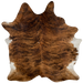 Brown and Black Brazilian Brindle Cowhide:  brown and black, with a small, white spot in the middle, and white on part of the belly - 7'3" x 5'8" (BRBR970)