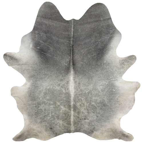 XL Gray Brazilian Cowhide:   gray with a darker shade of gray on the shoulder, and white down the spine - 8'1" x 6'8" (BRGR222)