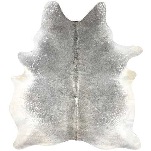 Gray and White Brazilian Cowhide: gray with whites speckles on the sides, fore shanks, and neck, and off-white on the belly - 7'3" x 5' (BRGR284)