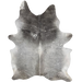 Large Gray Brazilian Cowhide: gray, with some small, white spots, white on the belly, and one brand mark on the right side of the back and two on the right side of the butt - 7'11" x 5'9" (BRGR287)