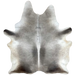 Large Two Tone Gray Brazilian Cowhide: light gray, with darker gray down both sides of a white spine, and on the butt and part of the shanks - 7'10" x 6'1" (BRGR289)