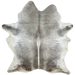 Gray Brazilian Cowhide: has a mix of light gray and medium gray, with white on the belly and down the spine, and one brand mark on the left side of the butt - 7'4" x 5'9" (BRGR292)