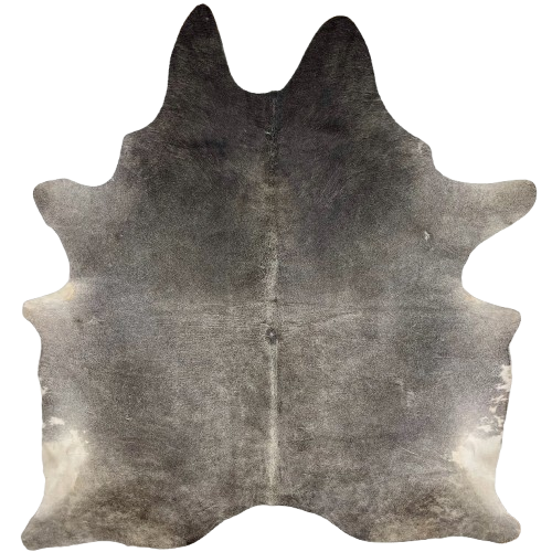 Large Gray Brazilian Cowhide: medium gray with dark gray on the shoulder, and one brand mark on the right side of the back - 7'11" x 6'5" (BRGR295)