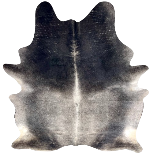 XL Gray and Black Brazilian, 1 brand mark Cowhide: gray with black on the shoulder and part of the butt and shanks, and one brand mark on the left side of the butt - 8'3" x 6'2" (BRGR297)