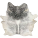 Large Light Gray and White Brazilian Cowhide: light gray and white, with darker gray on the shoulder, and off-white on the belly - 7'7" x 6'1" (BRGR298)