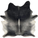 Large Dark Gray and Black Brazilian Cowhide: has a mix of dark gray and black, black on the shoulder, lighter gray down the spine, and white and gray on the belly - 7'10" x 6'7" (BRGR303)