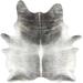 Large Two Tone Gray Brazilian Cowhide: light gray with darker gray on the shoulder and part of the butt and shanks, and white down the spine and on the belly - 7'9" x 6' (BRGR310)