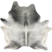 Two Tone Gray Brazilian Cowhide: light gray with darker gray down both side of the spine, on the shoulder and part of the butt, and white on the belly - 7'3" x 6'2" (BRGR313)