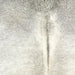 Closeup of this Large Brazilian Cowhide, showing a mix of off-white and light gray on the back, and mostly gray on the shoulder (BRGR314)